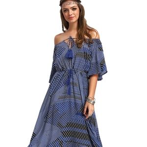 Women's Boho off shoulder swing maxi dress